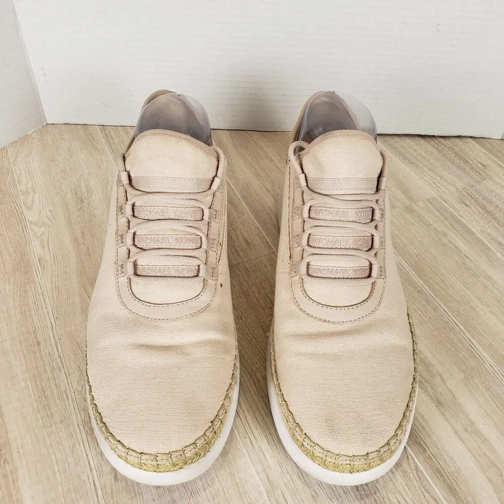 Michael Kors Finch Light Pink Canvas Leather Lace‑Up Sneakers Women’s 10M